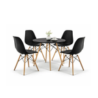 Comedor Oslo 80 Negro | Mesa redonda + 4 sillas eames Oslo