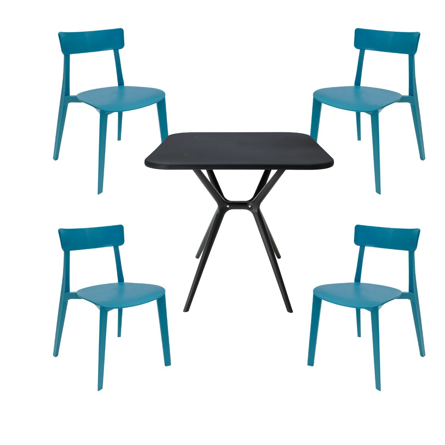 Comedor Mesa Cuadrada Lodi + 4 Sillas Brianza para exterior o comercio