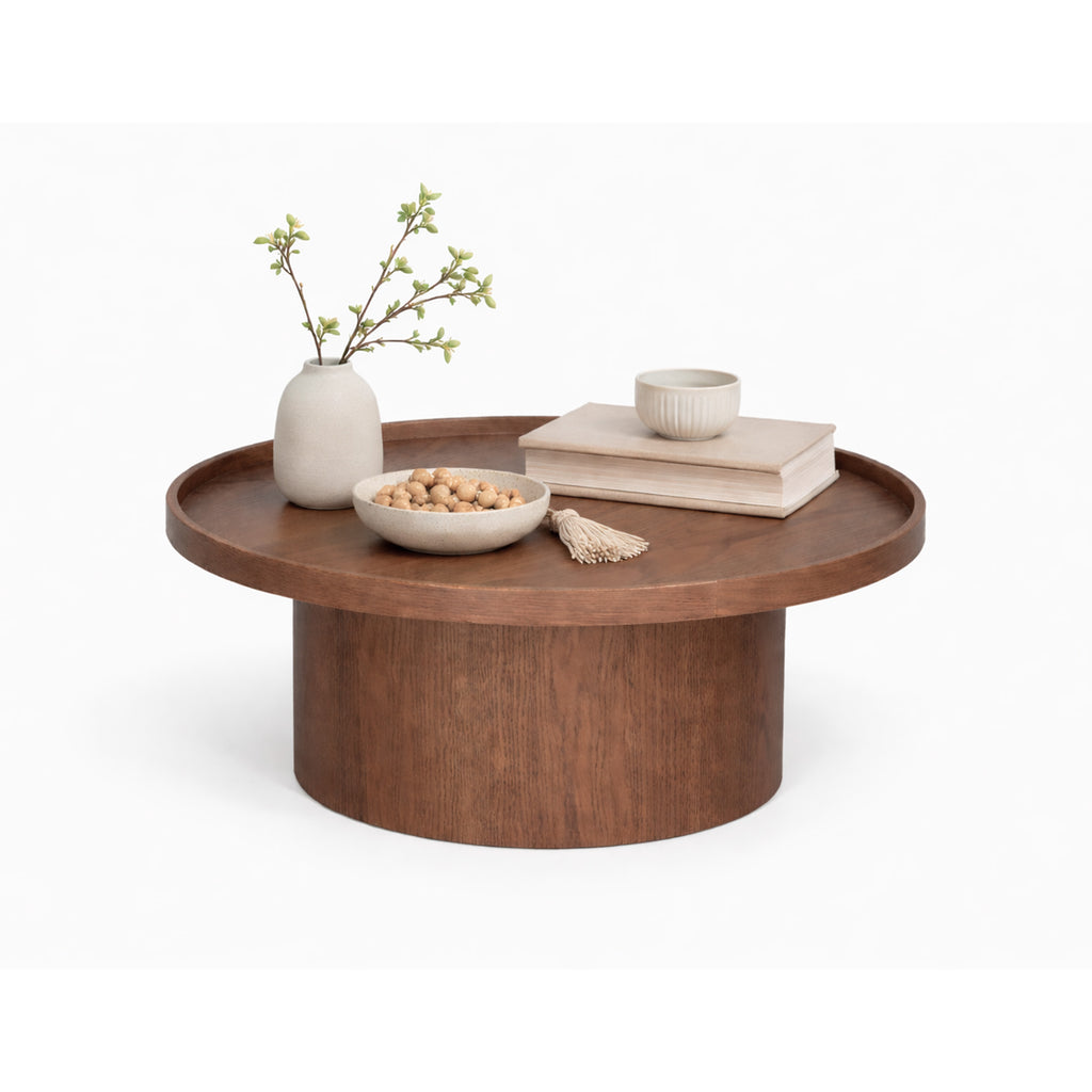 Mesa de centro Perak – Redonda en nogal y encino 80 cm