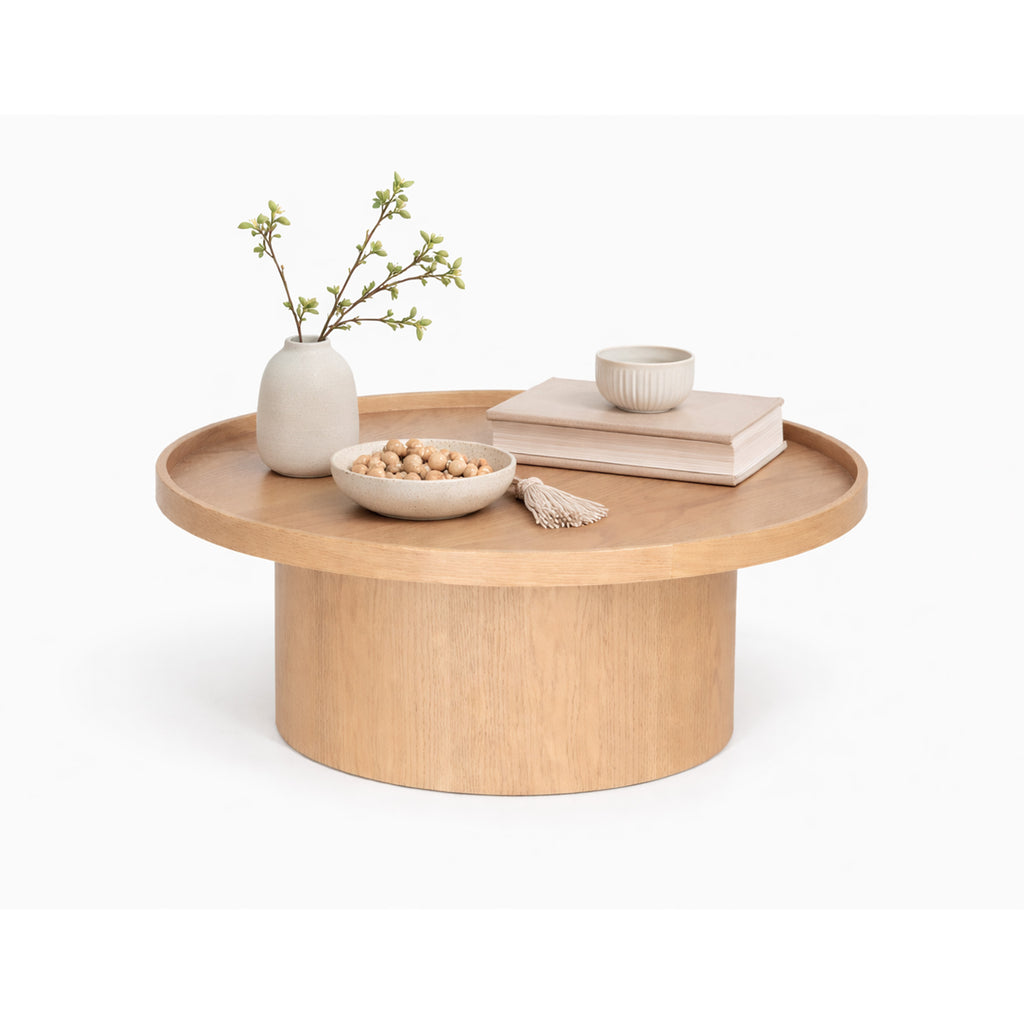 Mesa de centro Perak – Redonda en nogal y encino 80 cm