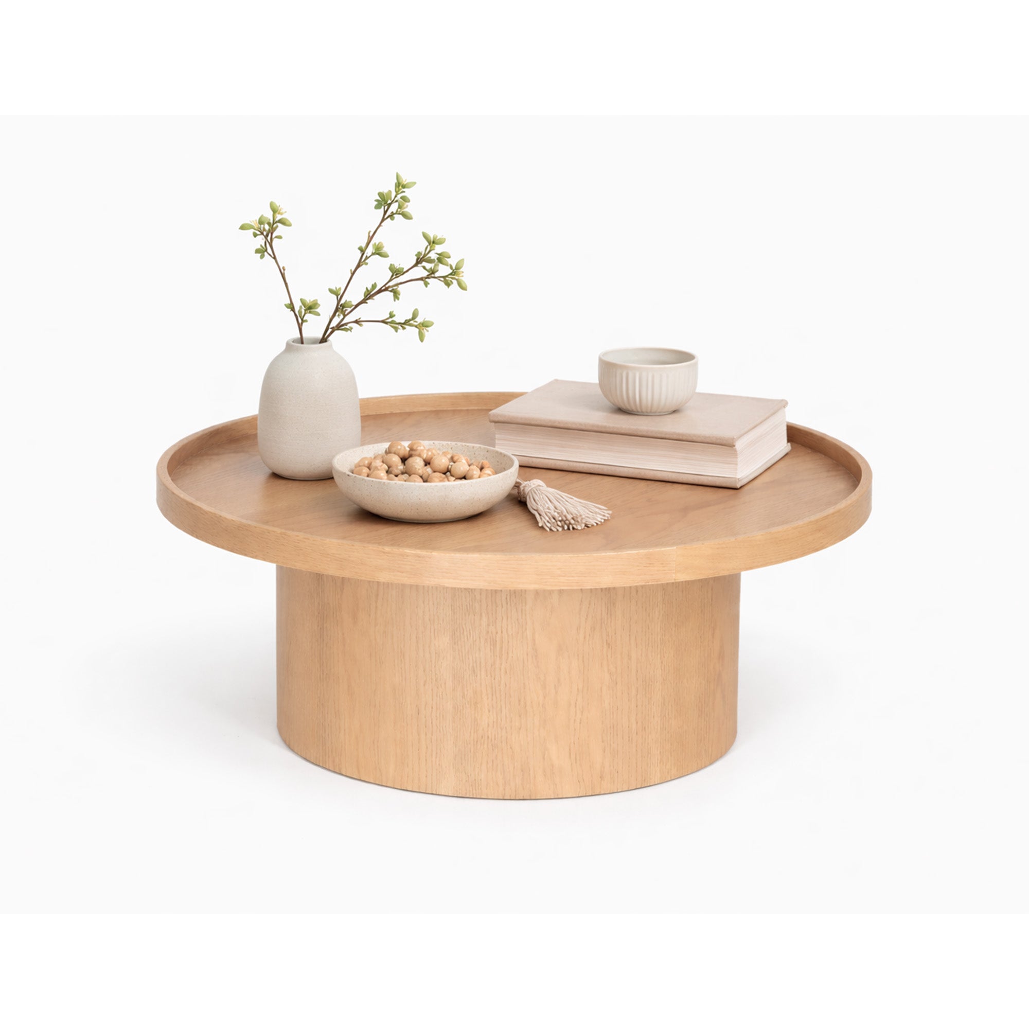 Mesa de centro Perak – Redonda en nogal y encino 80 cm