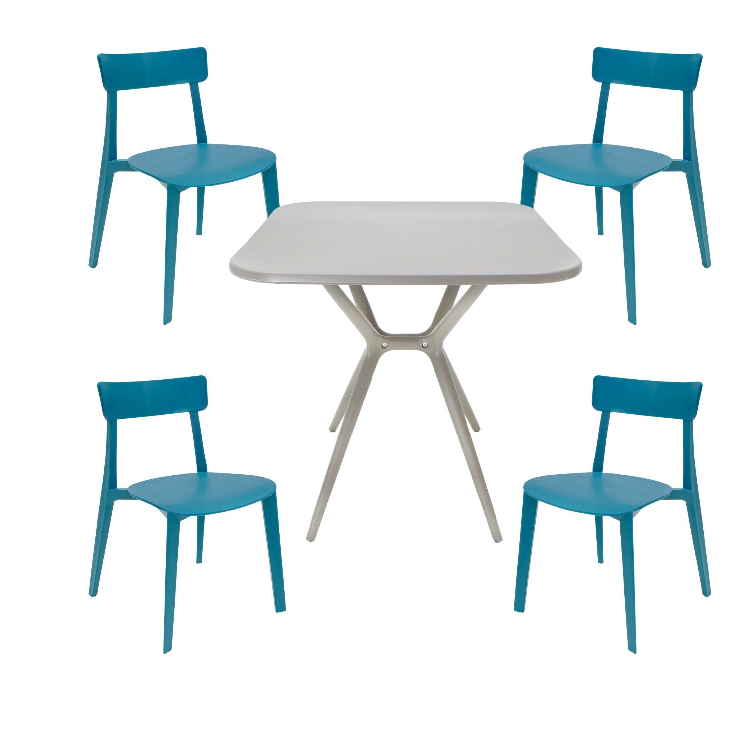 Comedor Mesa Cuadrada Lodi + 4 Sillas Brianza para exterior o comercio