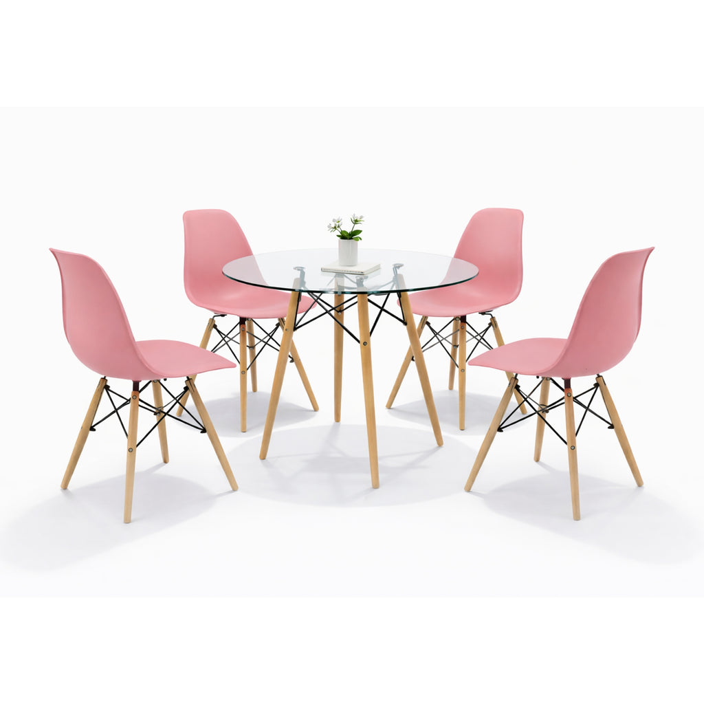 Comedor 4 sillas Oslo T8 | Mesa de cristal templado + 4 sillas para comedor