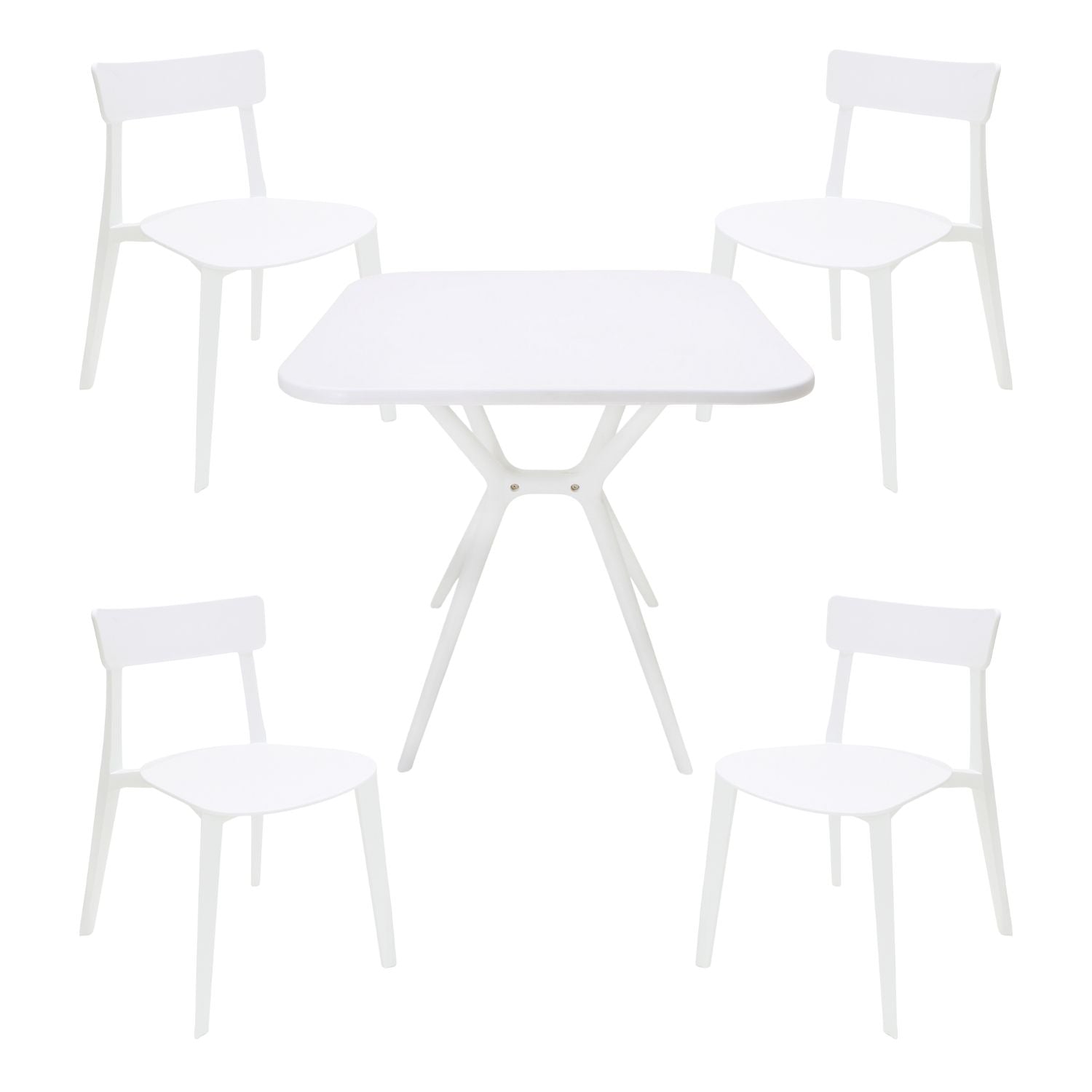 Comedor Mesa Cuadrada Lodi + 4 Sillas Brianza para exterior o comercio