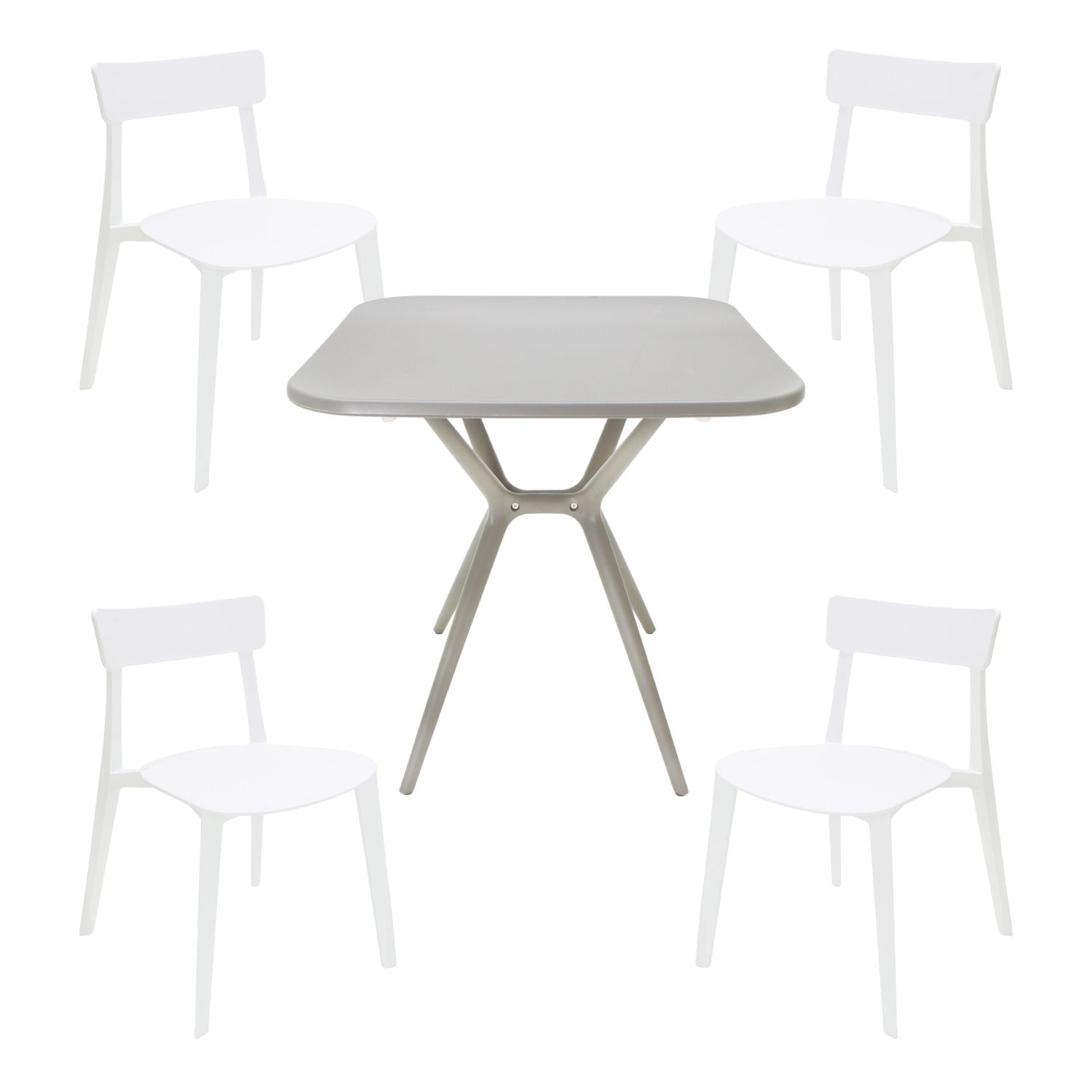 Comedor Mesa Cuadrada Lodi + 4 Sillas Brianza para exterior o comercio