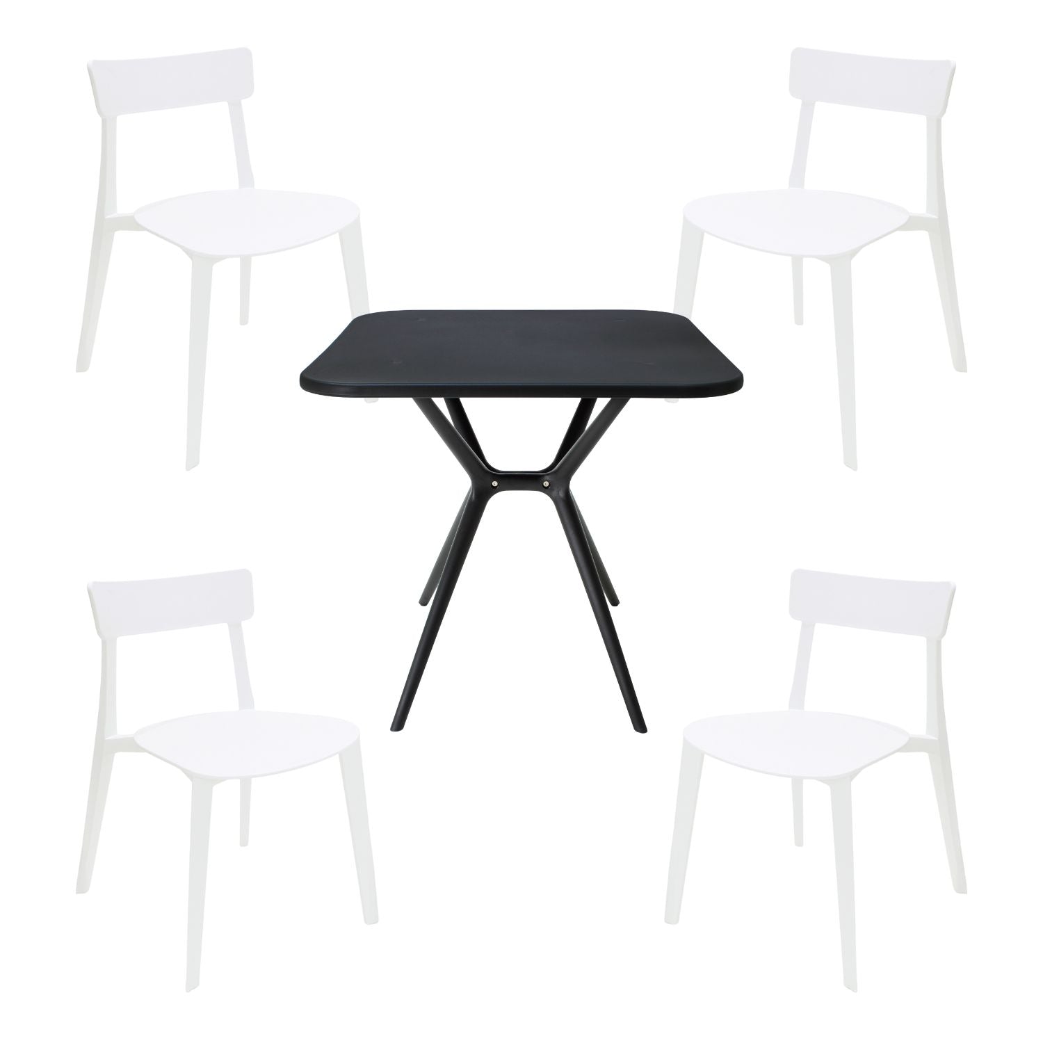 Comedor Mesa Cuadrada Lodi + 4 Sillas Brianza para exterior o comercio