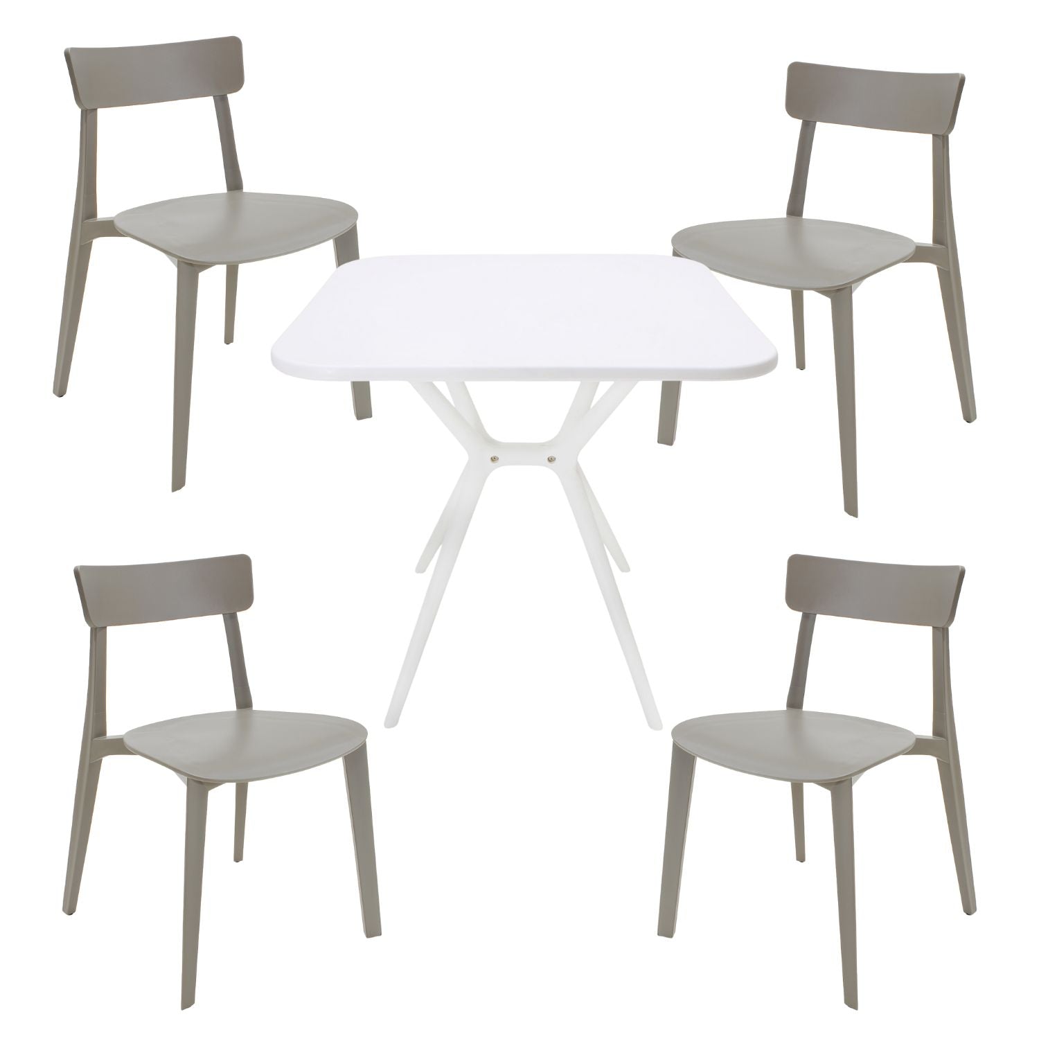 Comedor Mesa Cuadrada Lodi + 4 Sillas Brianza para exterior o comercio