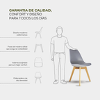 Set de 2 Sillas Frankfurt | Sillas Eames acojinadas para comedor
