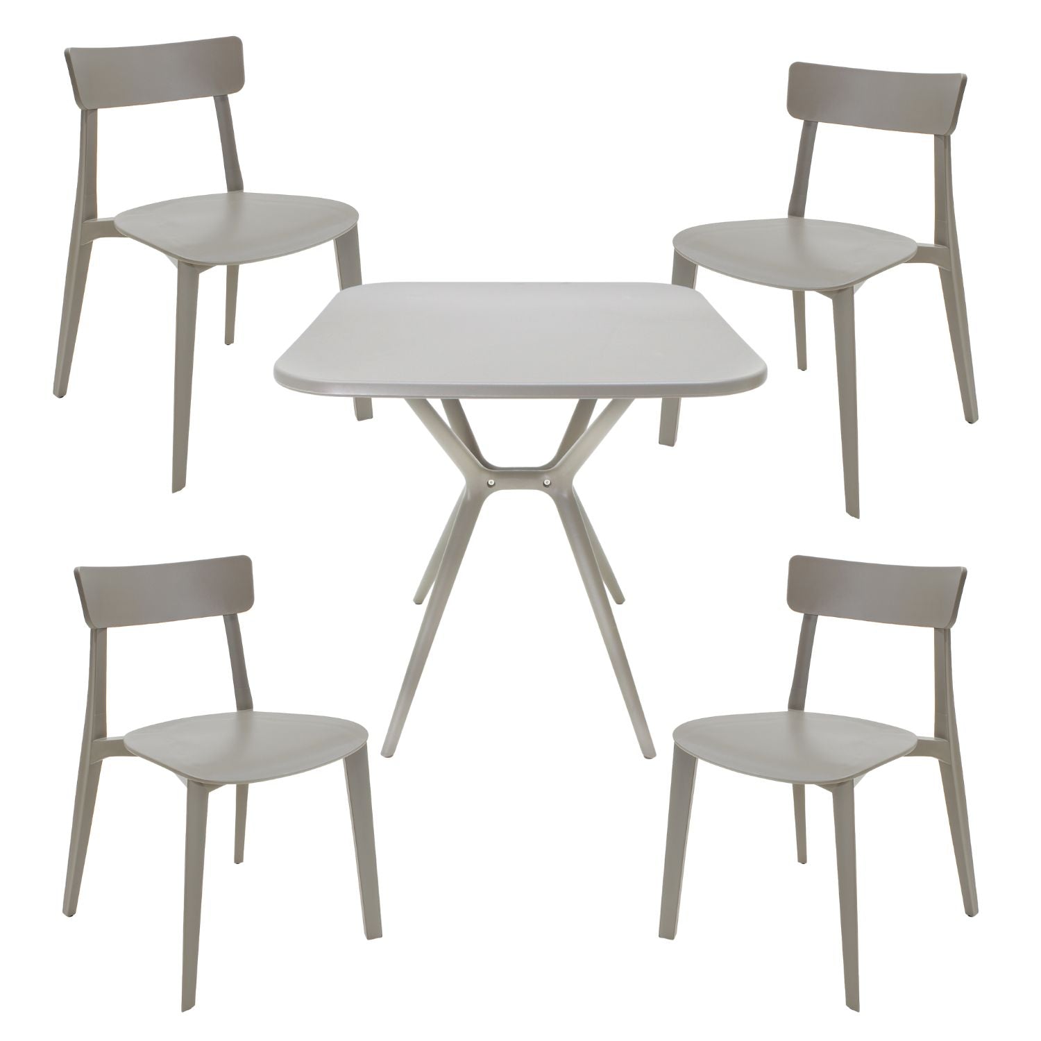 Comedor Mesa Cuadrada Lodi + 4 Sillas Brianza para exterior o comercio