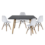 Comedor Mesa Oslo Rectangular Negro + 4 Sillas Oslo