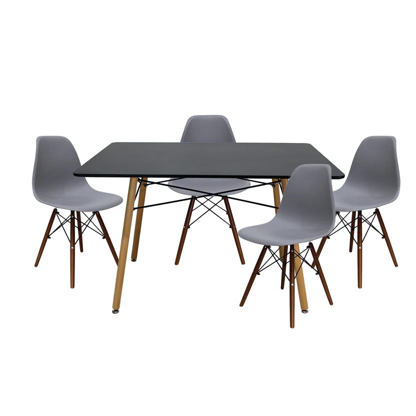 Comedor Mesa Oslo Rectangular Negro + 4 Sillas Oslo
