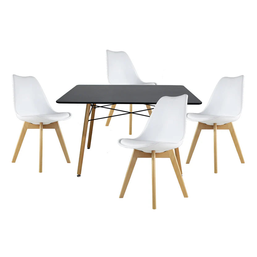 Comedor  Mesa Oslo Rectangular Negro + 4 Sillas Frankfurt