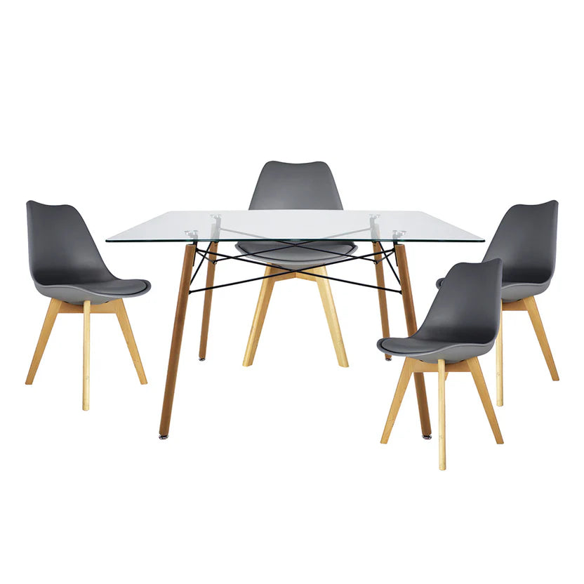 Comedor Mesa Oslo Cristal T5  + 4 Sillas Frankfurt