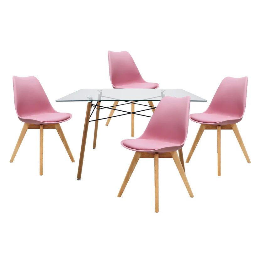 Comedor Mesa Oslo Cristal T5  + 4 Sillas Frankfurt