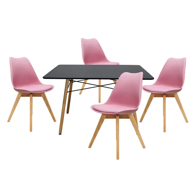 Comedor  Mesa Oslo Rectangular Negro + 4 Sillas Frankfurt