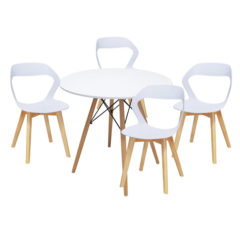 Comedor Mesa Oslo 80 Blanca + 4 Sillas Moura