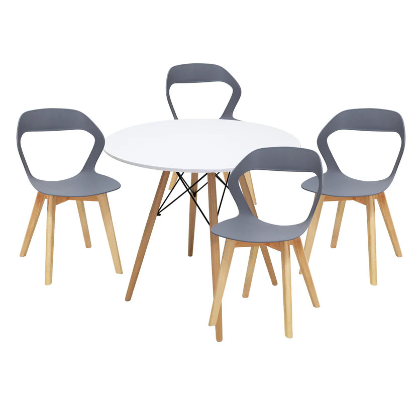 Comedor Mesa Oslo 80 Blanca + 4 Sillas Moura