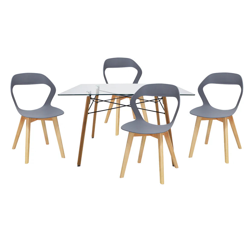 Comedor Mesa Cristal T5  + 4 Sillas Moura