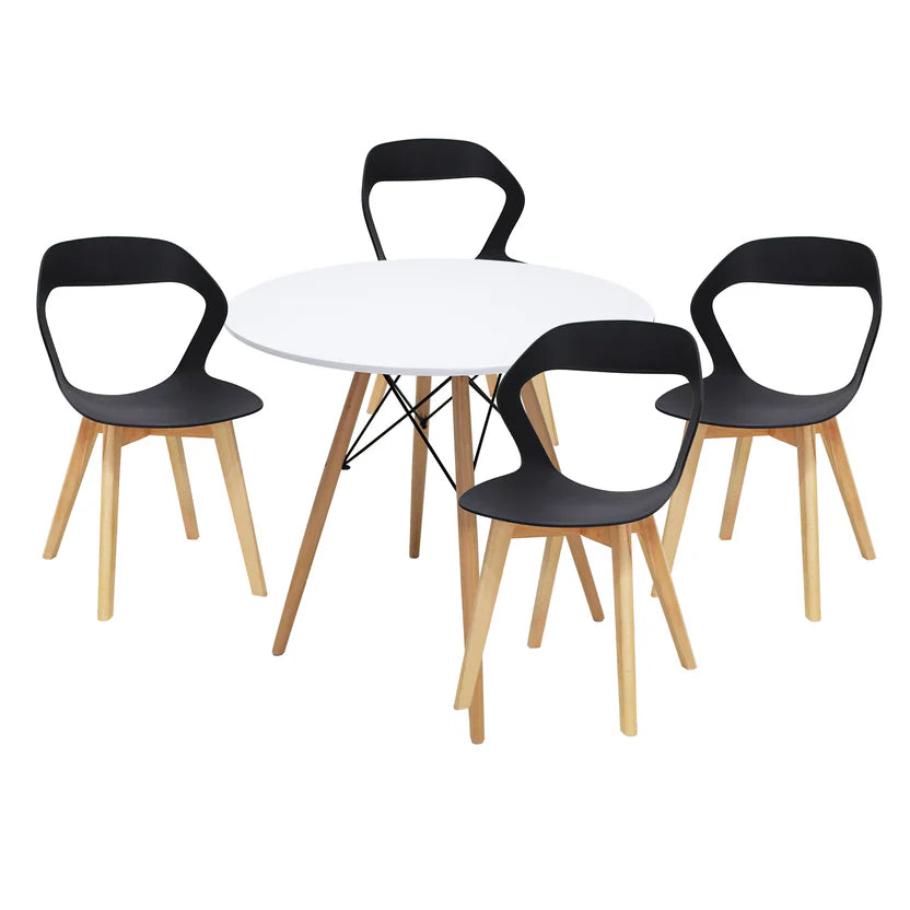 Comedor Mesa Oslo 80 Blanca + 4 Sillas Moura