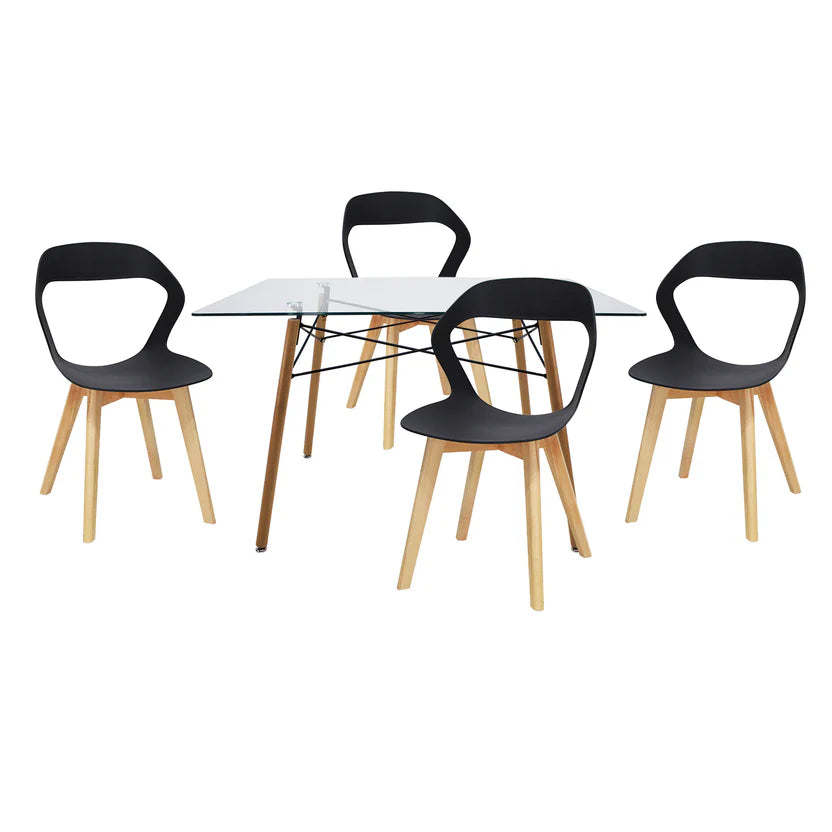 Comedor Mesa Cristal T5  + 4 Sillas Moura