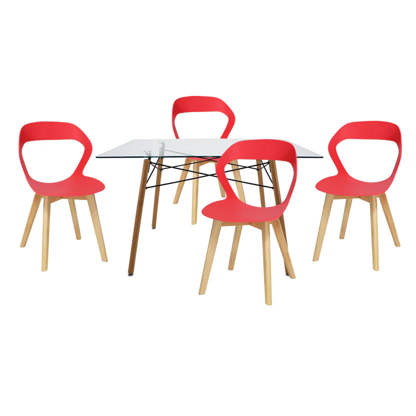 Comedor Mesa T5 Nogal + 4 Sillas Moura