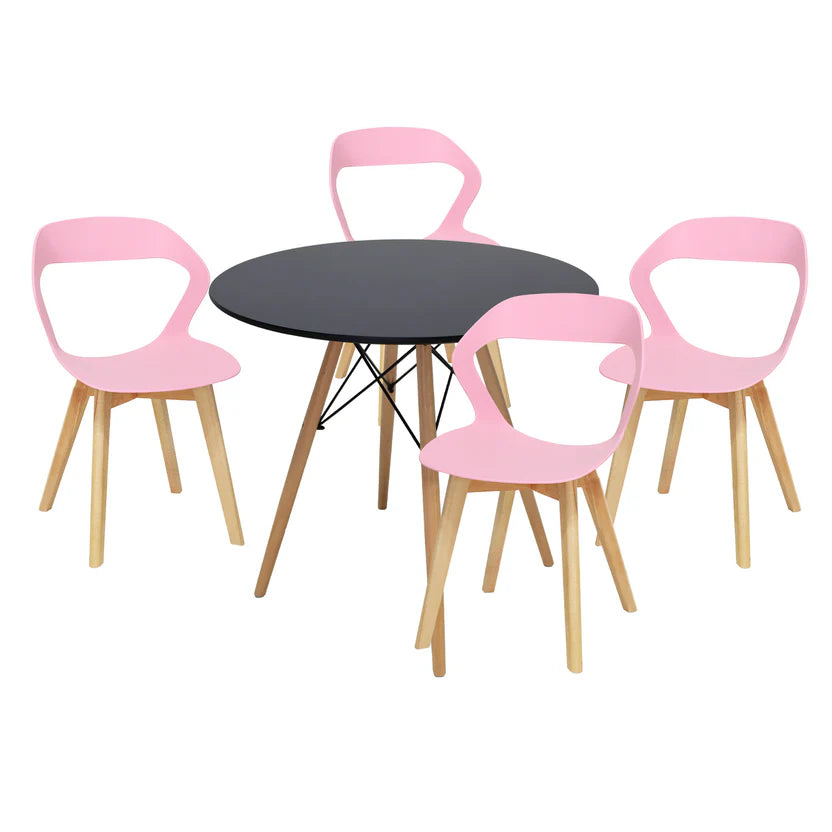 Comedor Mesa Oslo 80 Negro + 4 Sillas Moura