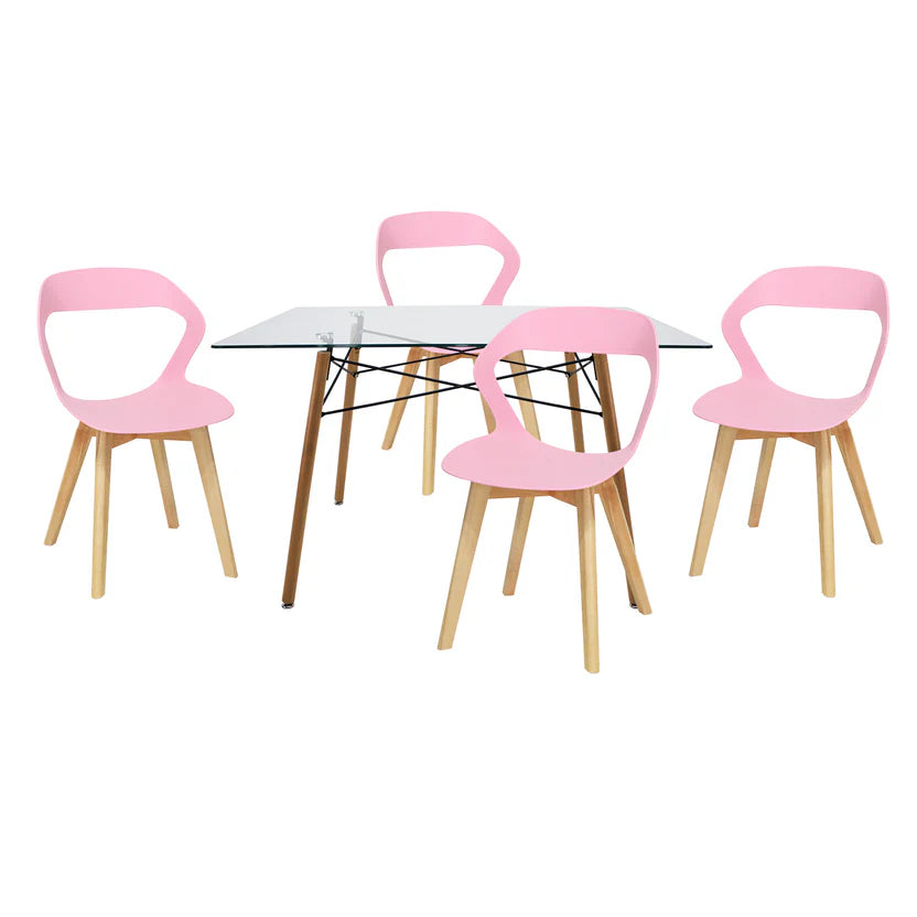 Comedor Mesa Cristal T5  + 4 Sillas Moura