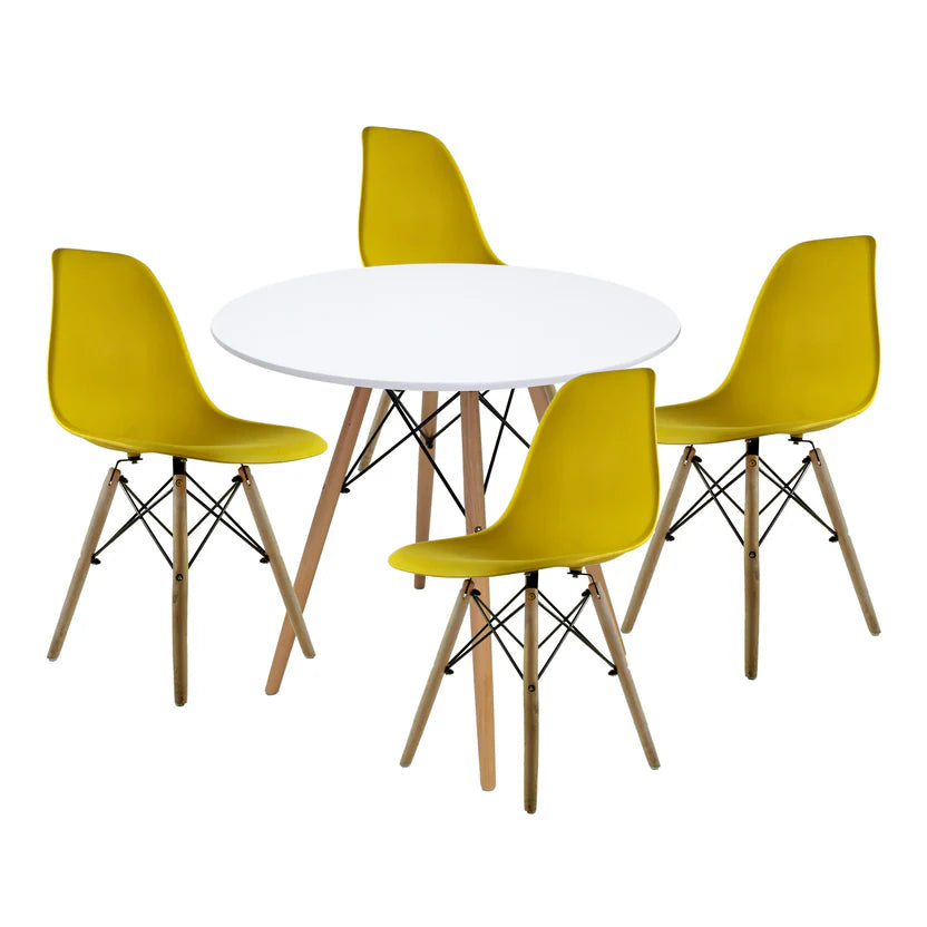 Comedor Mesa oslo 80 Blanco + 4 Sillas Oslo