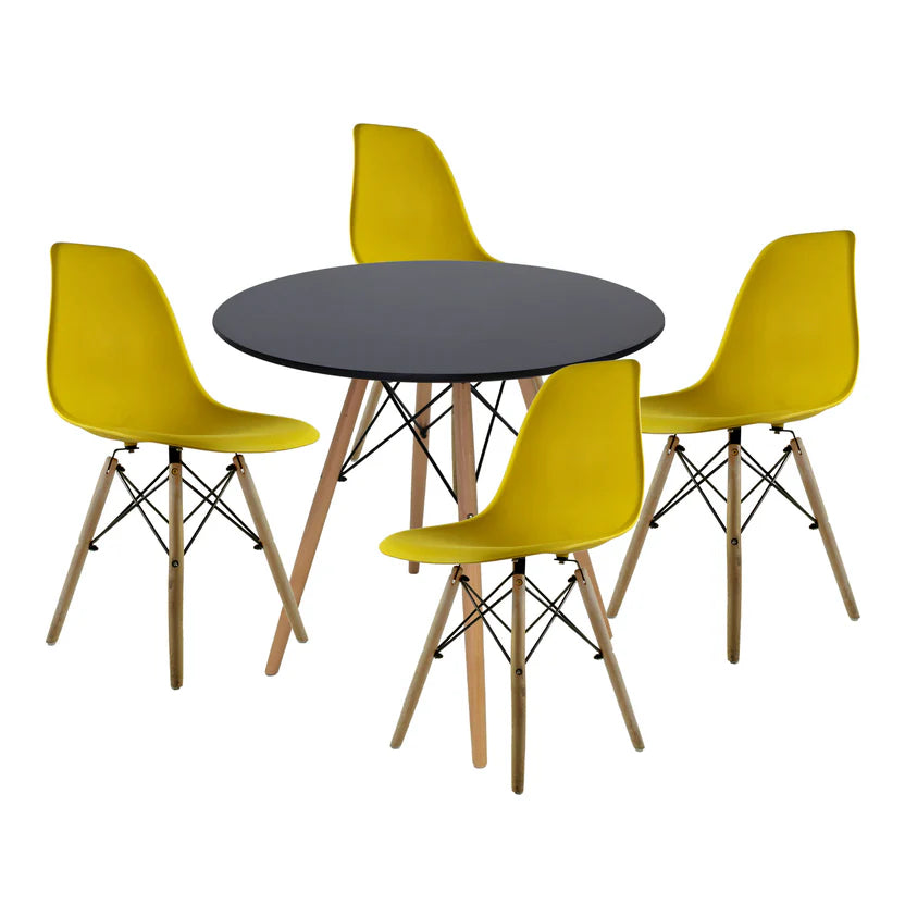 Comedor Mesa oslo 80 Negro + 4 Sillas Oslo