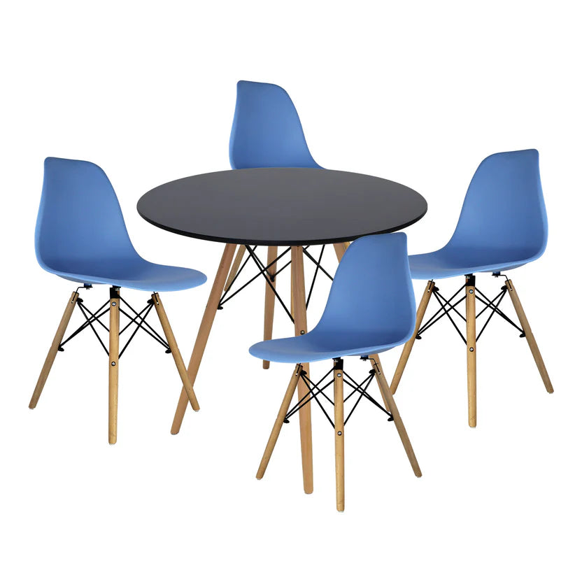 Comedor Mesa oslo 80 Negro + 4 Sillas Oslo