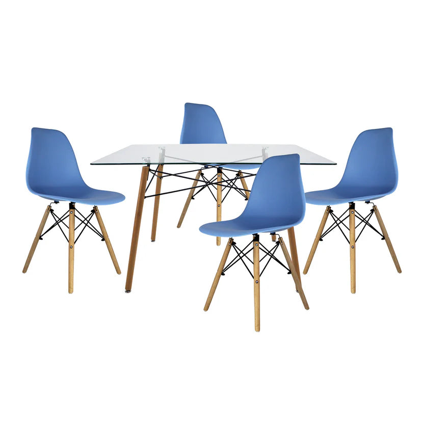 Comedor Mesa Rectangular T5 + 4 Sillas Oslo