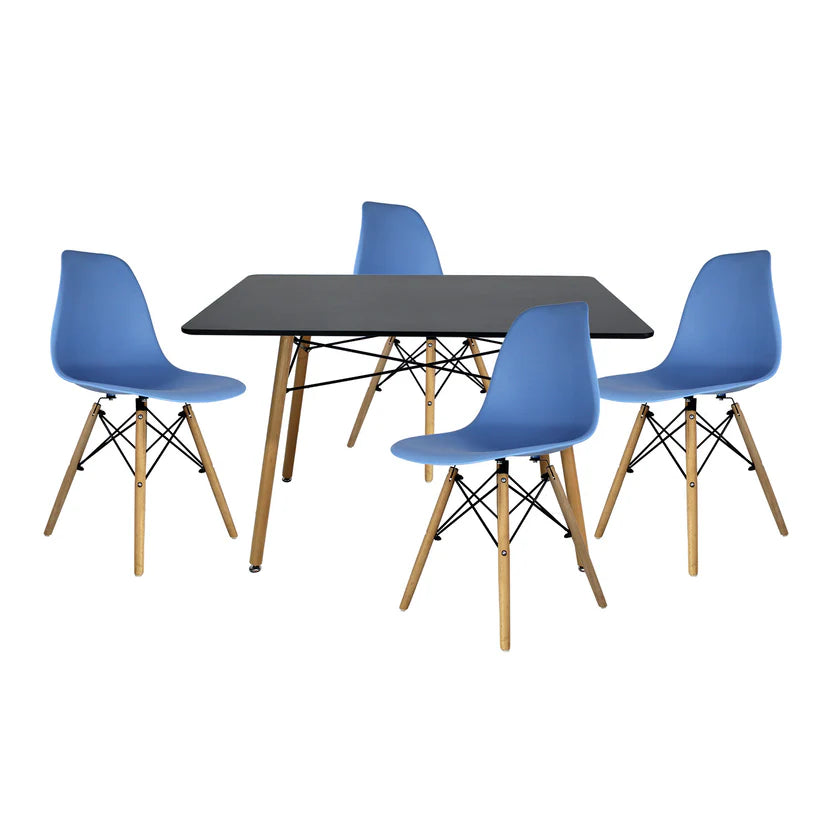 Comedor Mesa Oslo Rectangular Negro + 4 Sillas Oslo