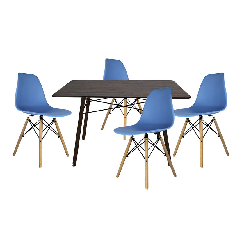 Comedor Mesa Oslo Rectangular Nogal + 4 Sillas Oslo