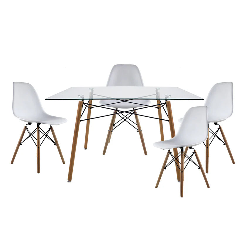 Comedor Mesa Rectangular T5 + 4 Sillas Oslo
