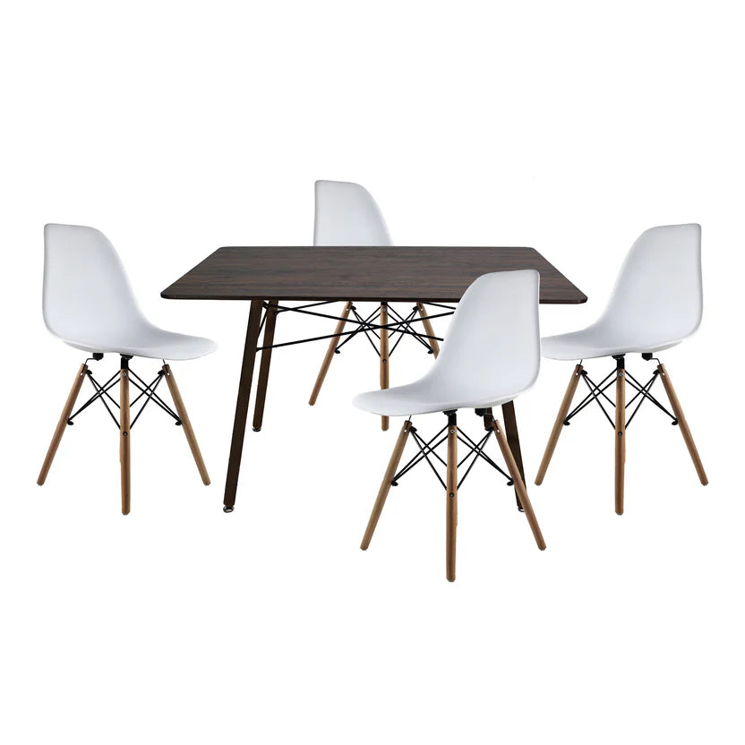 Comedor Mesa Oslo Rectangular Nogal + 4 Sillas Oslo