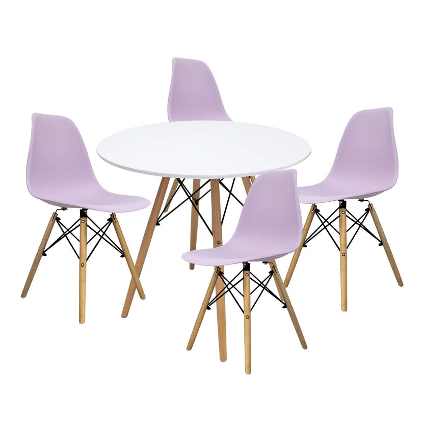 Comedor Mesa oslo 80 Blanco + 4 Sillas Oslo