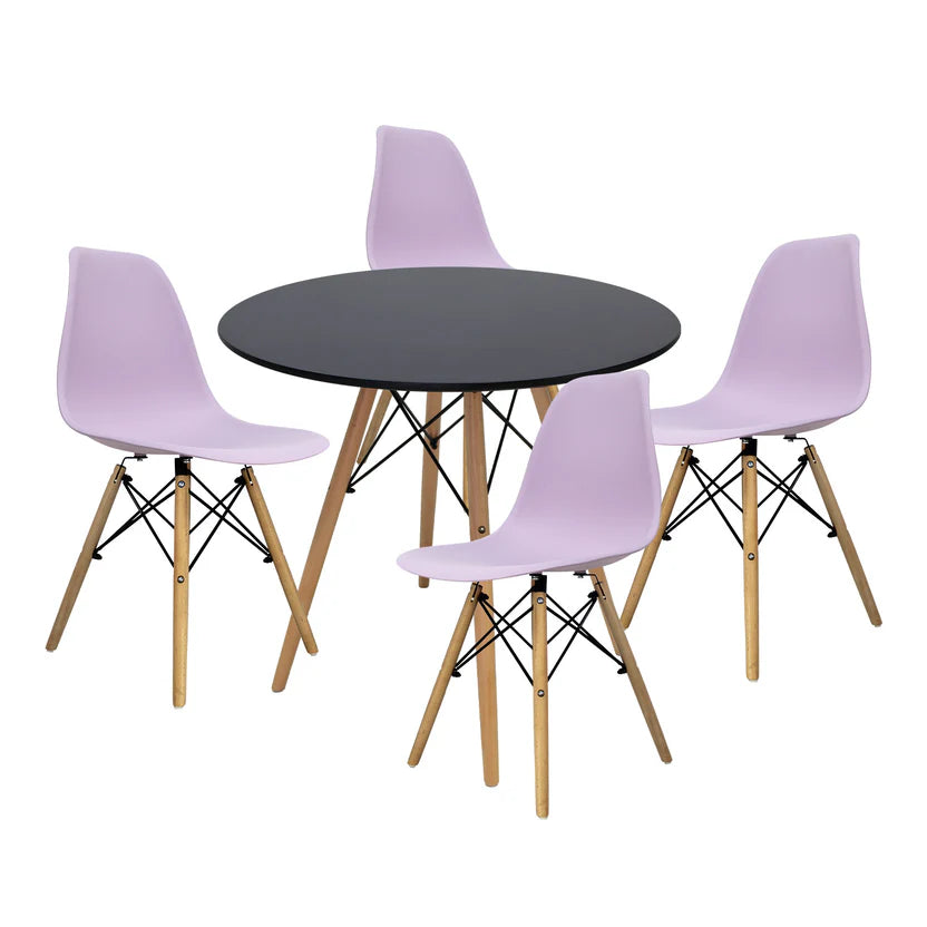 Comedor Mesa oslo 80 Negro + 4 Sillas Oslo