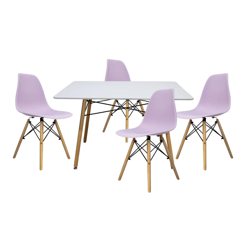 Comedor Mesa Oslo Rectangular Blanca + 4 Sillas Oslo