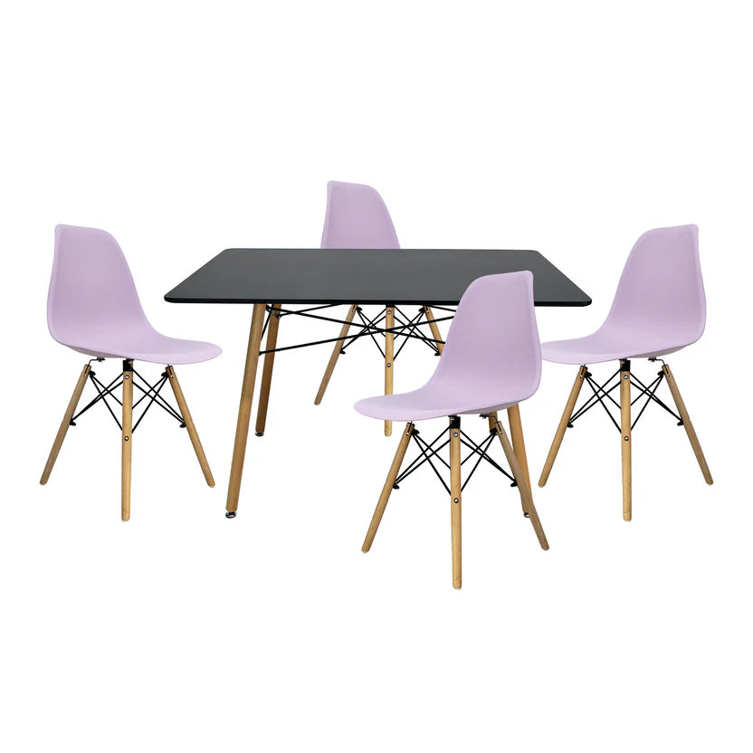 Comedor Mesa Oslo Rectangular Negro + 4 Sillas Oslo