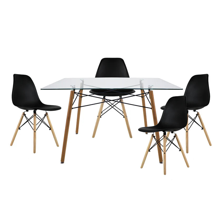 Comedor Mesa Rectangular T5 + 4 Sillas Oslo