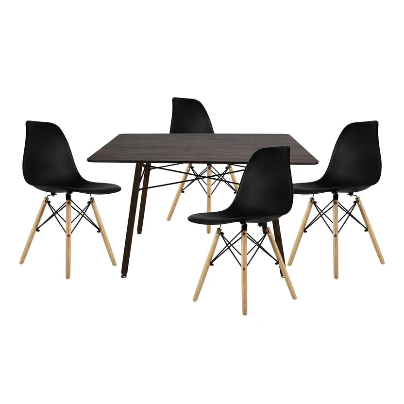 Comedor Mesa Oslo Rectangular Nogal + 4 Sillas Oslo