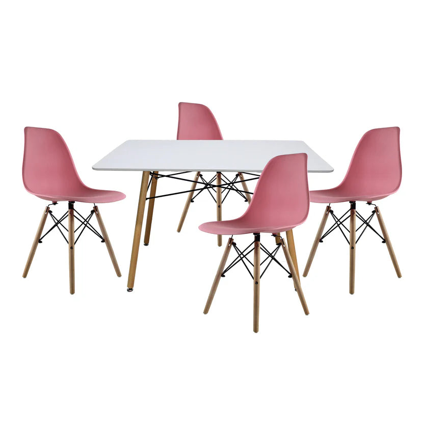 Comedor Mesa Oslo Rectangular Blanca + 4 Sillas Oslo