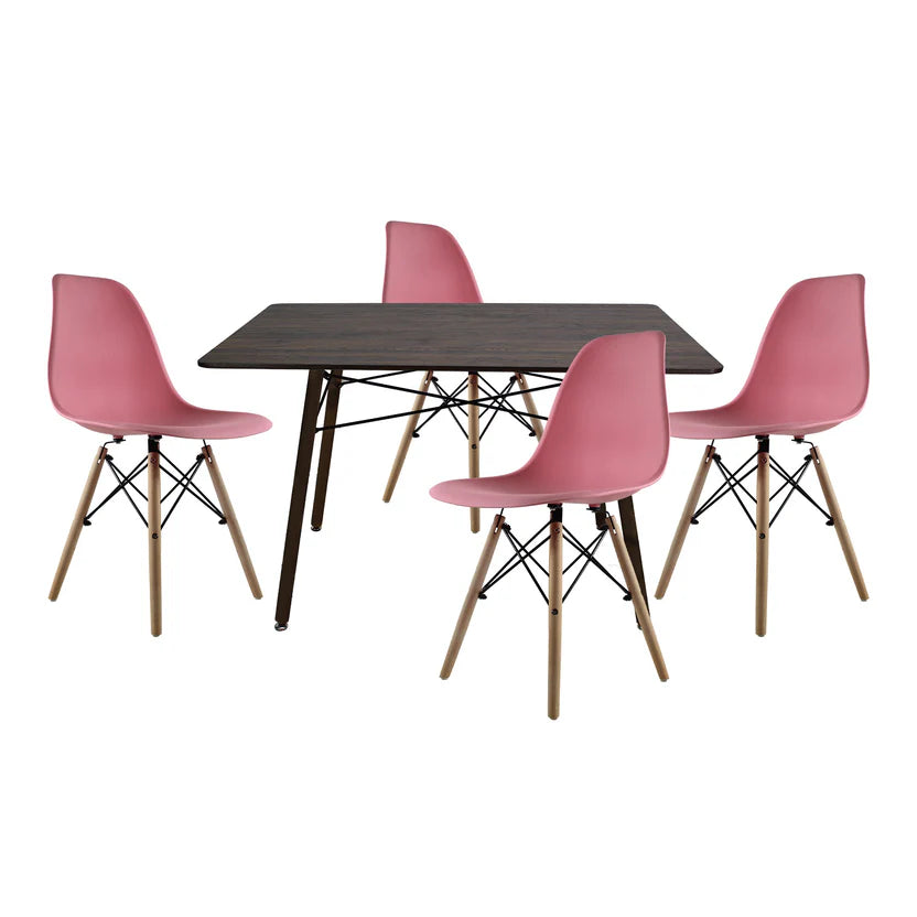 Comedor Mesa Oslo Rectangular Nogal + 4 Sillas Oslo