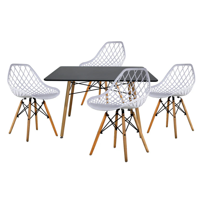 Comedor Mesa Oslo Rectangular  Negro + 4 sillas Vento