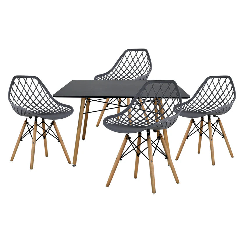 Comedor Mesa Oslo Rectangular  Negro + 4 sillas Vento