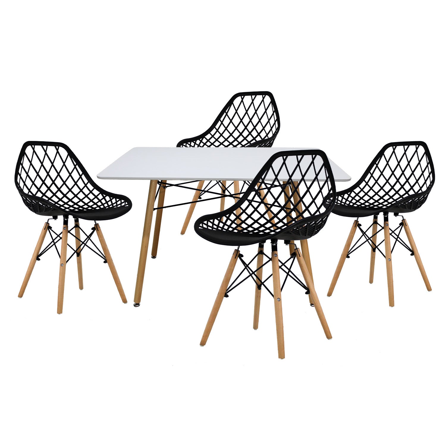 Comedor Mesa Oslo Rectangular  Blanco + 4 sillas Vento