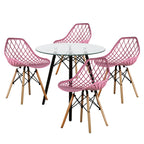 Comedor Mesa Oslo Cristal T8 Nogal + 4 Silla Vento