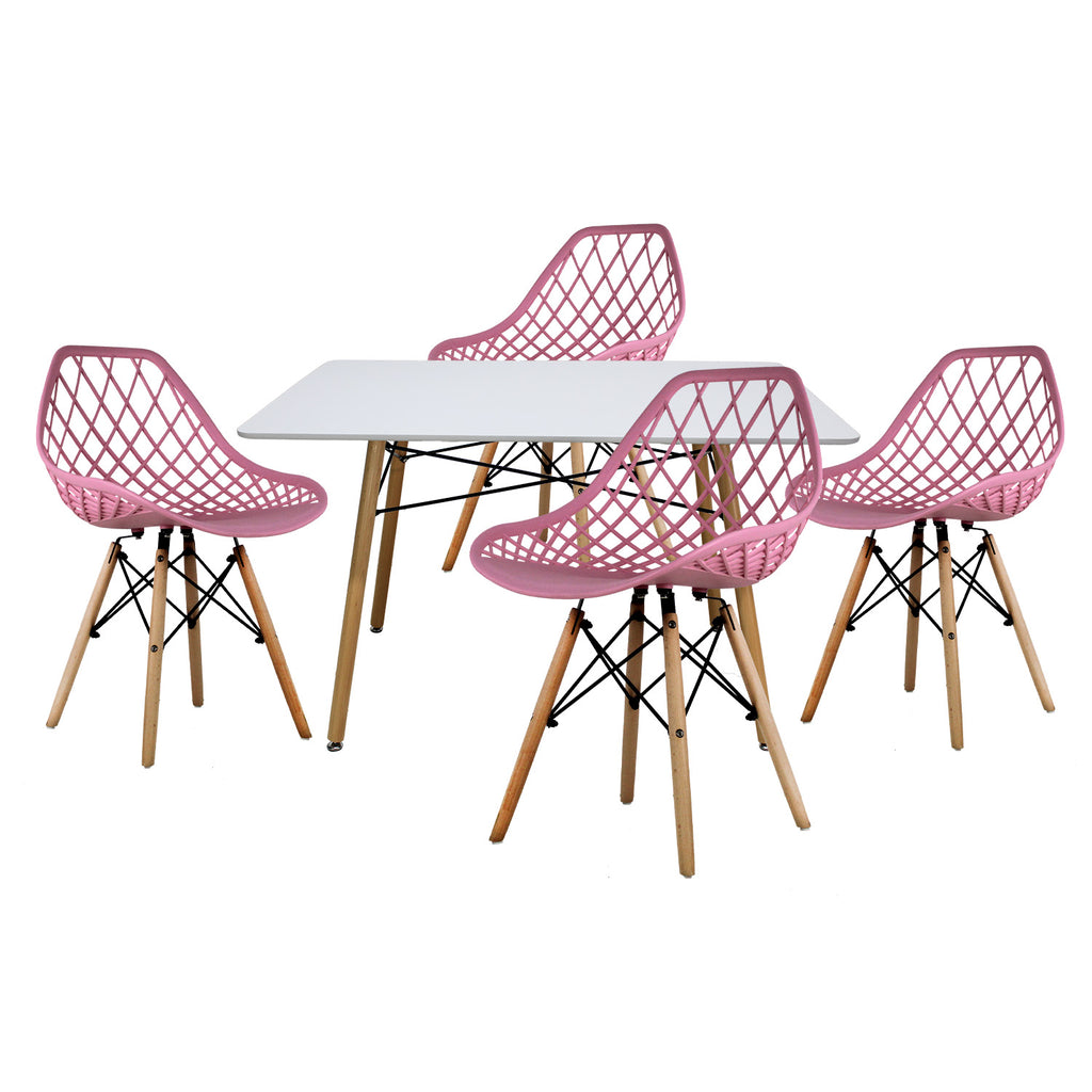 Comedor Mesa Oslo Rectangular  Blanco + 4 sillas Vento