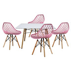 Comedor Mesa Oslo Rectangular  Blanco + 4 sillas Vento