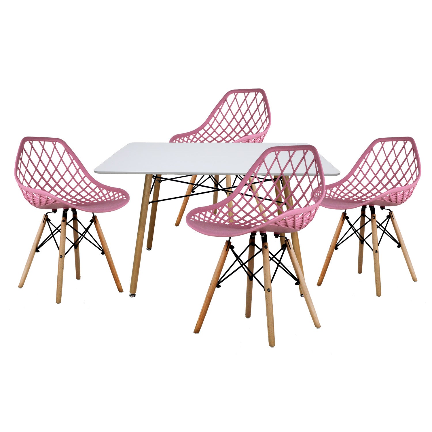 Comedor Mesa Oslo Rectangular  Blanco + 4 sillas Vento